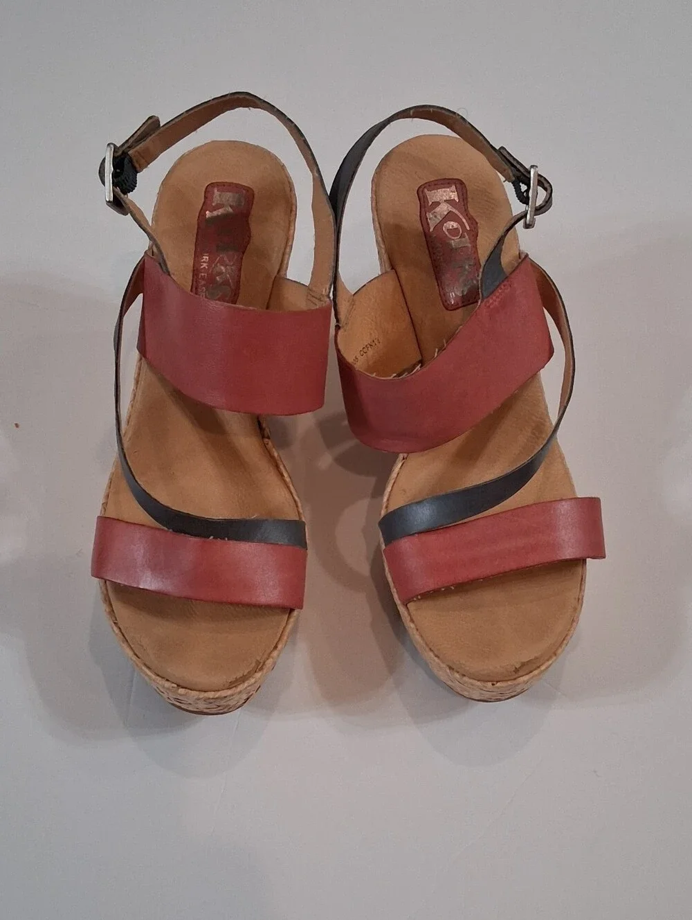 Korks By Kork-Ease Jessie Women’s Pink/Red and Blue Strappy Wedge Sandals Size 8